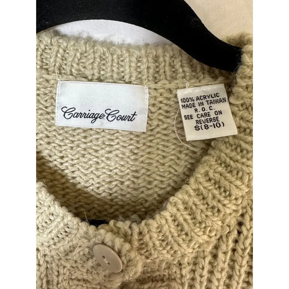 Carriage Court Women's Vintage Loose Cable Knit Sweater Vest With Pockets Size S - Picture 2 of 4